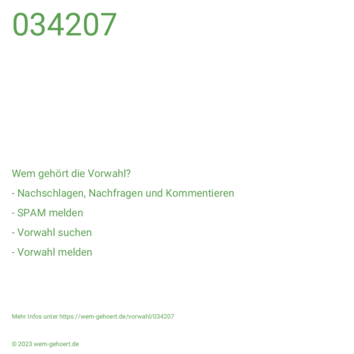 Wem gehört die Vorwahl 034207?