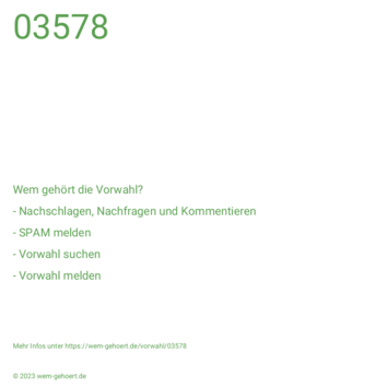 Wem gehört die Vorwahl 03578?