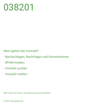 Wem gehört die Vorwahl 038201?