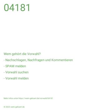 Wem gehört die Vorwahl 04181?