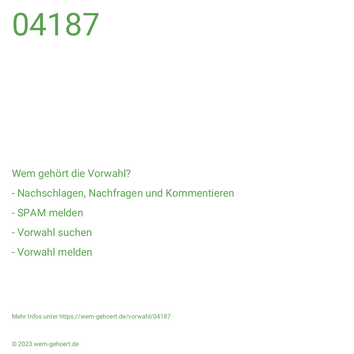 Wem gehört die Vorwahl 04187?