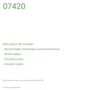 Wem gehört die Vorwahl 07420?