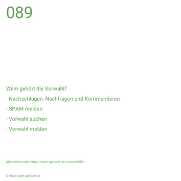 Wem gehört die Vorwahl 089?