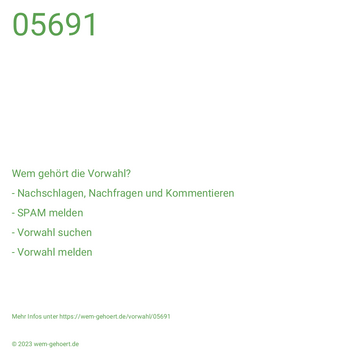 Wem gehört die Vorwahl 05691?