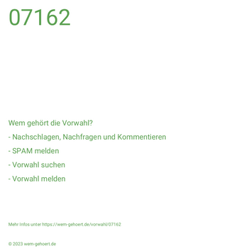 Wem gehört die Vorwahl 07162?