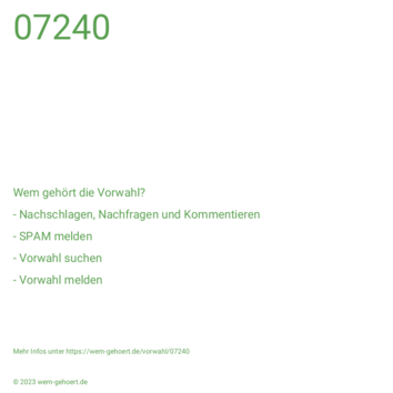 Wem gehört die Vorwahl 07240?