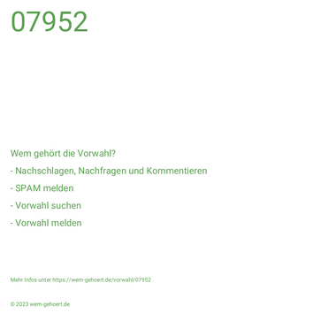 Wem gehört die Vorwahl 07952?