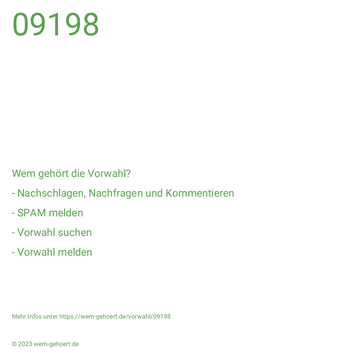 Wem gehört die Vorwahl 09198?