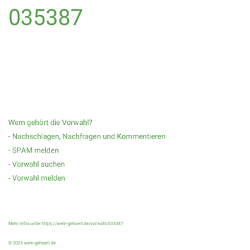 Wem gehört die Vorwahl 035387?