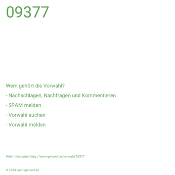 Wem gehört die Vorwahl 09377?