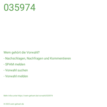 Wem gehört die Vorwahl 035974?