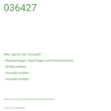 Wem gehört die Vorwahl 036427?