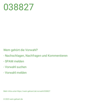 Wem gehört die Vorwahl 038827?