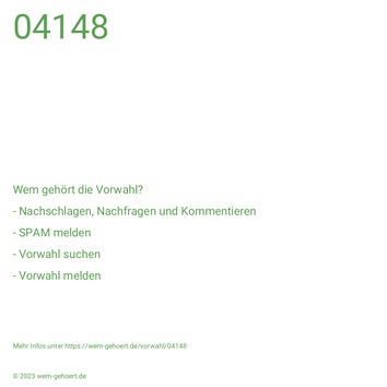 Wem gehört die Vorwahl 04148?