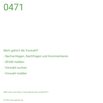 Wem gehört die Vorwahl 0471?