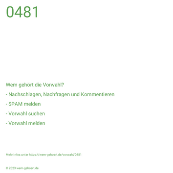 Wem gehört die Vorwahl 0481?