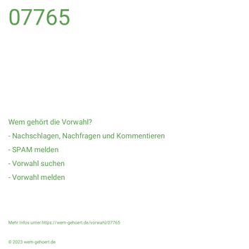 Wem gehört die Vorwahl 07765?