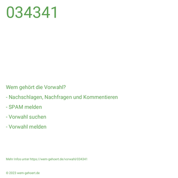 Wem gehört die Vorwahl 034341?