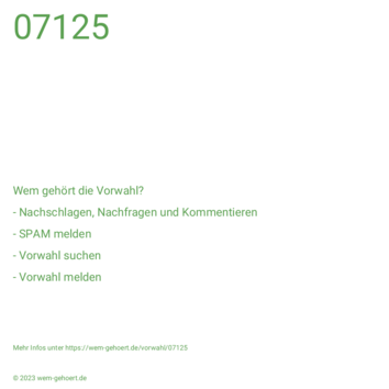 Wem gehört die Vorwahl 07125?