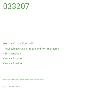 Wem gehört die Vorwahl 033207?