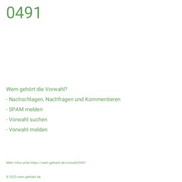 Wem gehört die Vorwahl 0491?