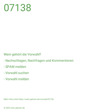 Wem gehört die Vorwahl 07138?