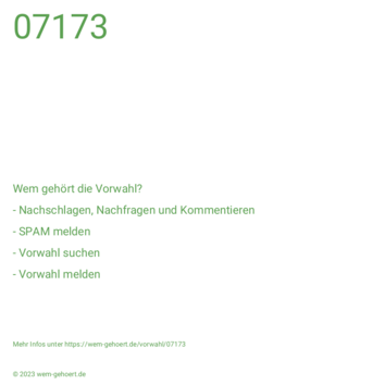 Wem gehört die Vorwahl 07173?