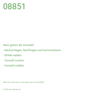 Wem gehört die Vorwahl 08851?