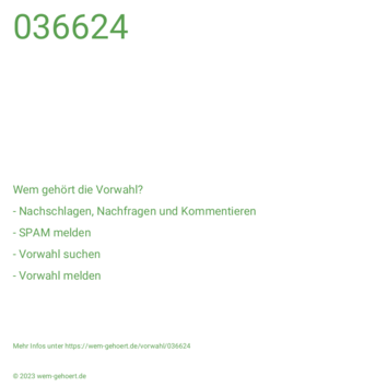 Wem gehört die Vorwahl 036624?