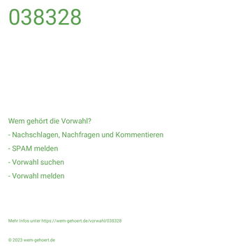 Wem gehört die Vorwahl 038328?