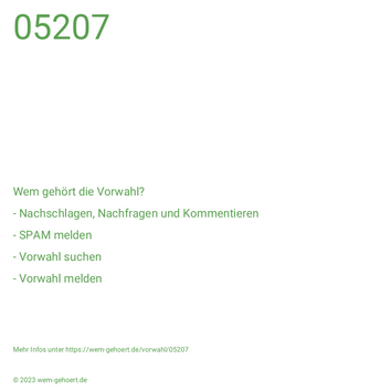 Wem gehört die Vorwahl 05207?
