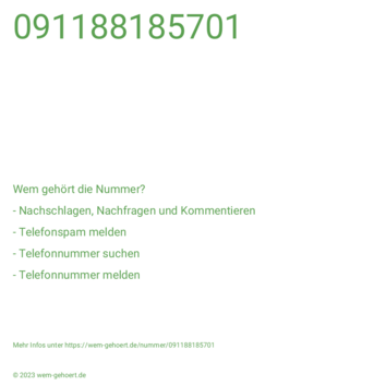 Wem gehört die Nummer 091188185701?