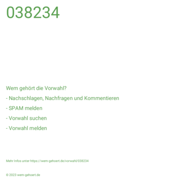 Wem gehört die Vorwahl 038234?