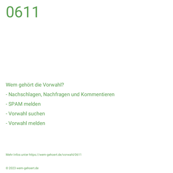 Wem gehört die Vorwahl 0611?