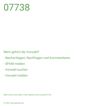 Wem gehört die Vorwahl 07738?