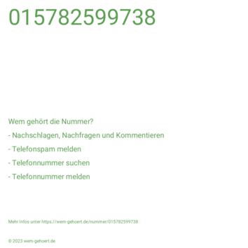 Wem gehört die Nummer 015782599738?