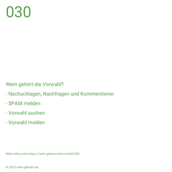 Wem gehört die Vorwahl 030?