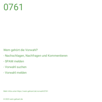 Wem gehört die Vorwahl 0761?