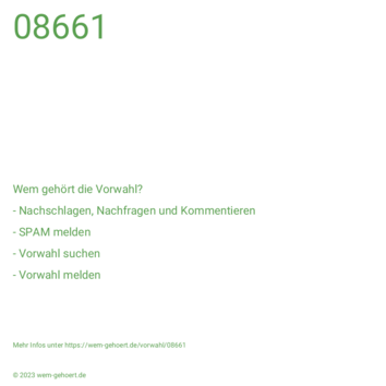 Wem gehört die Vorwahl 08661?