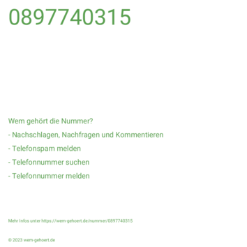 Wem gehört die Nummer 0897740315?