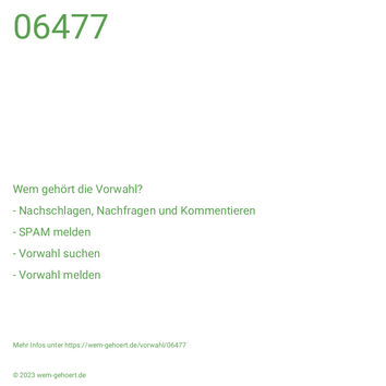 Wem gehört die Vorwahl 06477?