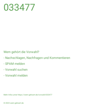 Wem gehört die Vorwahl 033477?