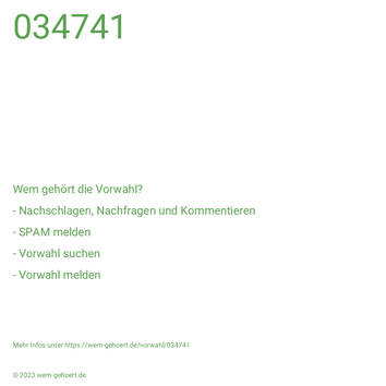 Wem gehört die Vorwahl 034741?