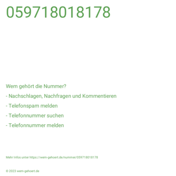 Wem gehört die Nummer 059718018178?