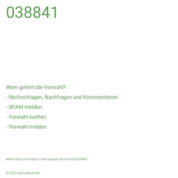 Wem gehört die Vorwahl 038841?