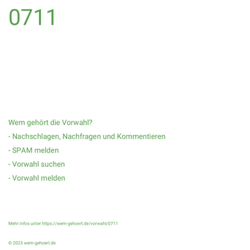 Wem gehört die Vorwahl 0711?