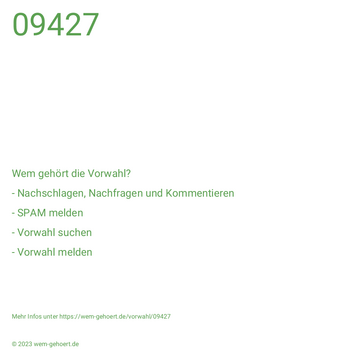 Wem gehört die Vorwahl 09427?