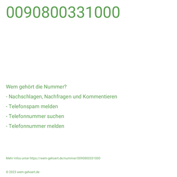 Wem gehört die Nummer 0090800331000?