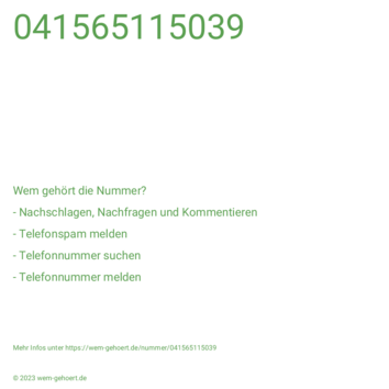 Wem gehört die Nummer 041565115039?