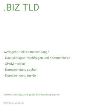 Wem gehört die Domainendung .BIZ TLD?